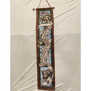 Boyds Bears Best Friends Afternoon Tea Tapestry Wall Hanging Bell Pull 7.5"x 39"